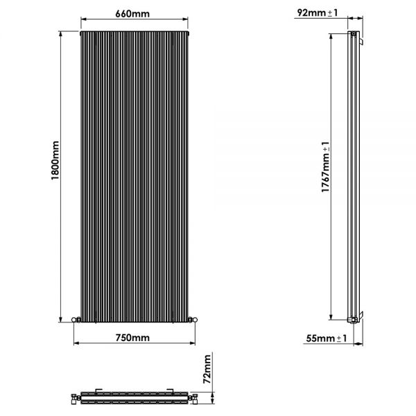 Carisa Monza Double Anthracite Aluminium Radiator 1800 x 660mm #3