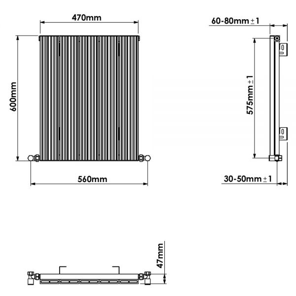 Carisa Monza Single Black Aluminium Radiator 600 x 470mm #4