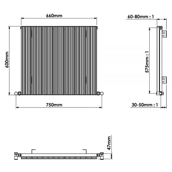Carisa Monza Single Black Aluminium Radiator 600 x 660mm #4