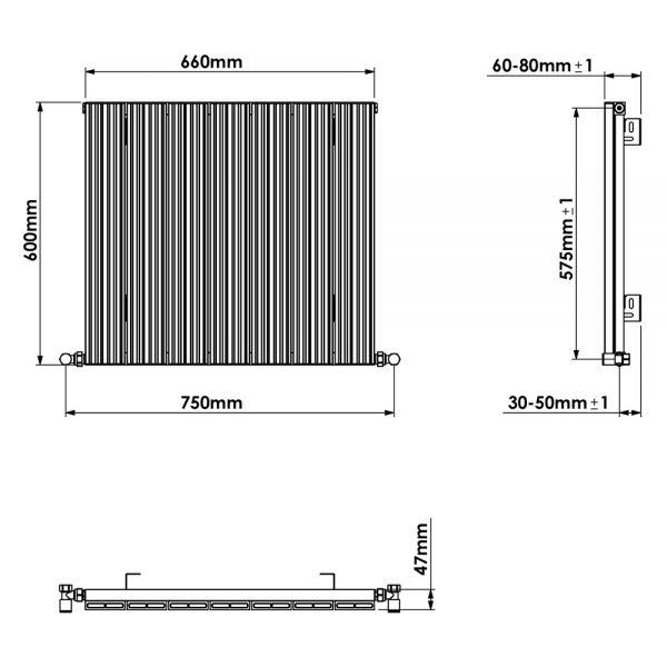 Carisa Monza Single Anthracite Aluminium Radiator 600 x 660mm #4