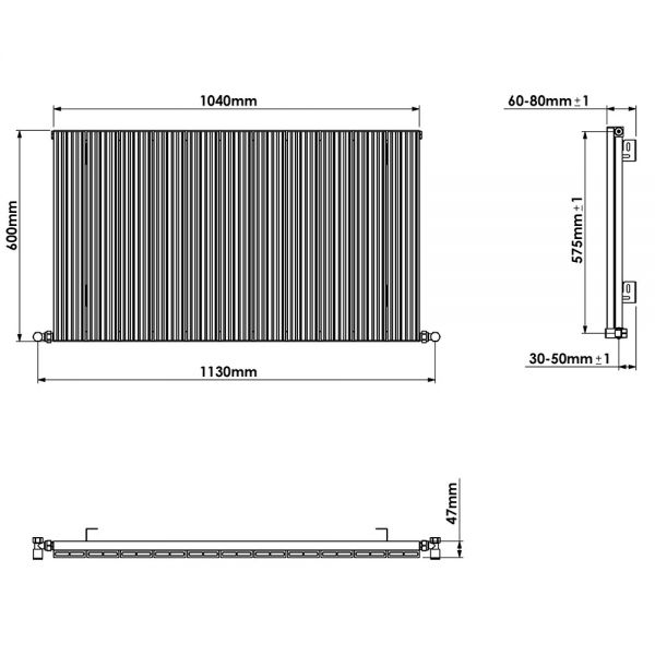 Carisa Monza Single White Aluminium Radiator 600 x 1040mm #4