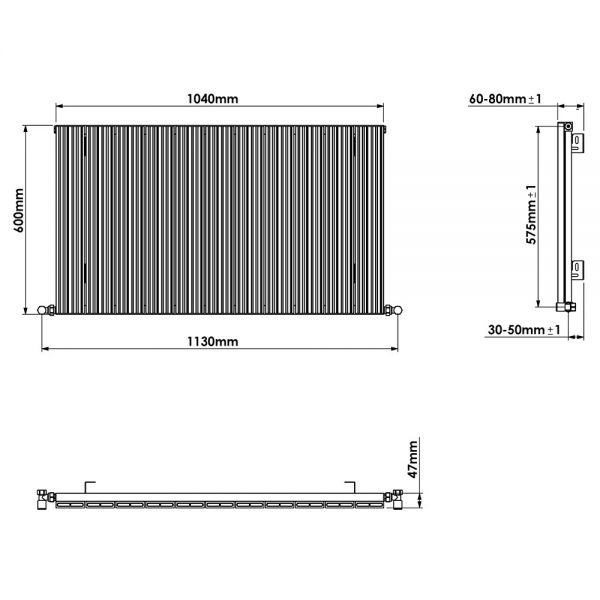 Carisa Monza Single Anthracite Aluminium Radiator 600 x 1040mm #4
