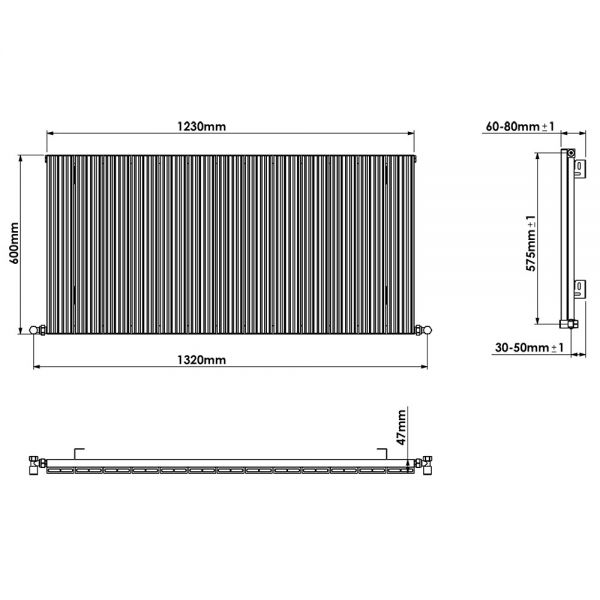 Carisa Monza Single Black Aluminium Radiator 600 x 1230mm #4