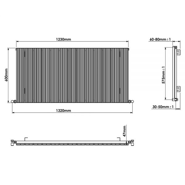 Carisa Monza Single Anthracite Aluminium Radiator 600 x 1230mm #4