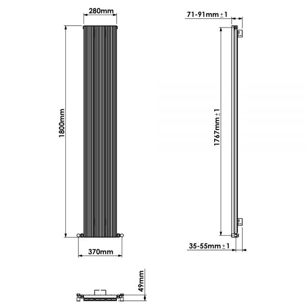 Carisa Monza Single Anthracite Aluminium Radiator 1800 x 280mm #4