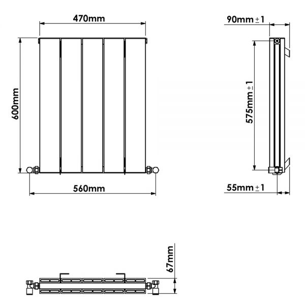 Carisa Nemo Double Black Aluminium Radiator 600 x 470mm #4