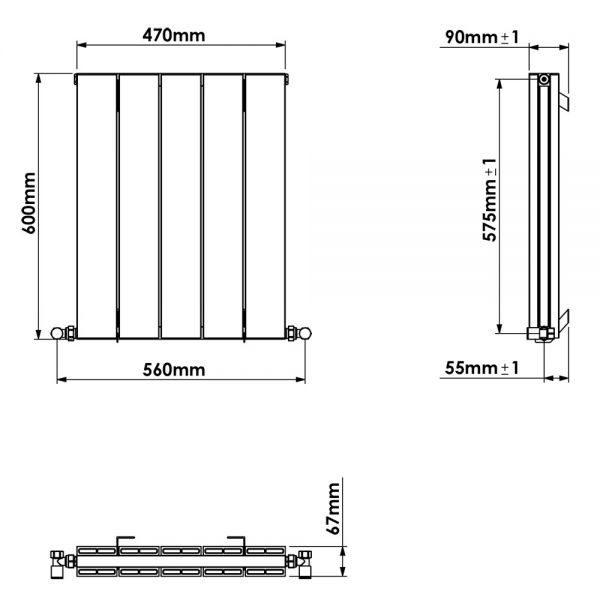 Carisa Nemo Double Anthracite Aluminium Radiator 600 x 470mm #3