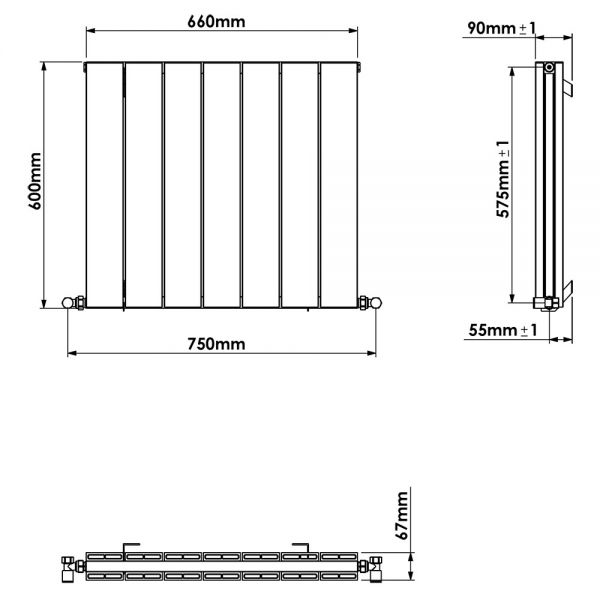 Carisa Nemo Double Anthracite Aluminium Radiator 600 x 660mm #3