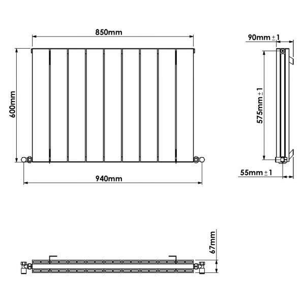 Carisa Nemo Double Anthracite Aluminium Radiator 600 x 850mm #3