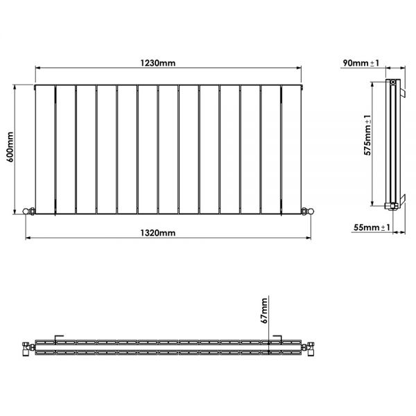 Carisa Nemo Double Black Aluminium Radiator 600 x 1230mm #4