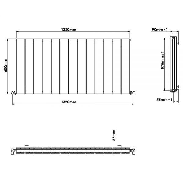 Carisa Nemo Double Anthracite Aluminium Radiator 600 x 1230mm #3