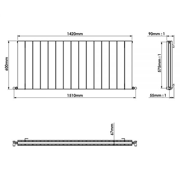 Carisa Nemo Double White Aluminium Radiator 600 x 1420mm #4