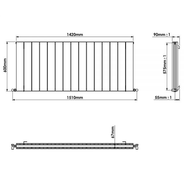 Carisa Nemo Double Black Aluminium Radiator 600 x 1420mm #4