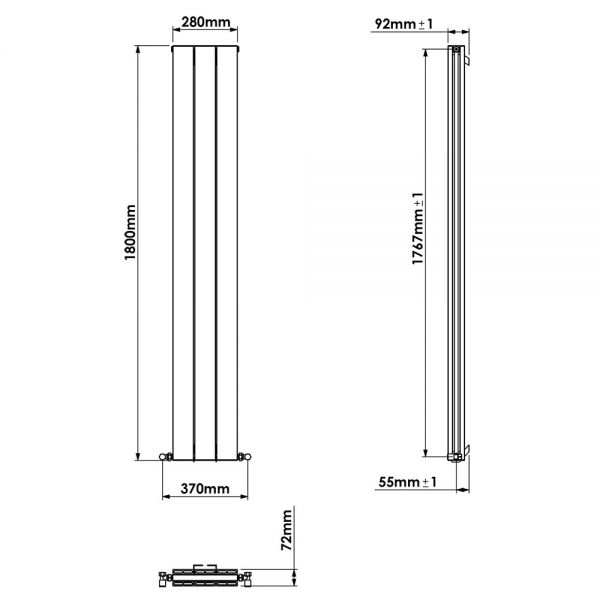 Carisa Nemo Double Black Aluminium Radiator 1800 x 280mm #4