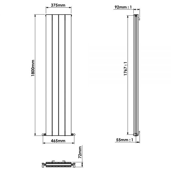 Carisa Nemo Double White Aluminium Radiator 1800 x 375mm #4