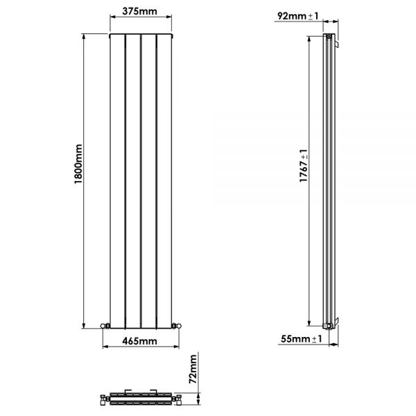 Carisa Nemo Double Black Aluminium Radiator 1800 x 375mm #4