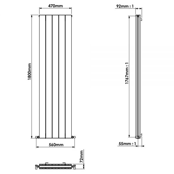 Carisa Nemo Double White Aluminium Radiator 1800 x 470mm #3