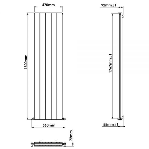 Carisa Nemo Double Black Aluminium Radiator 1800 x 470mm #4