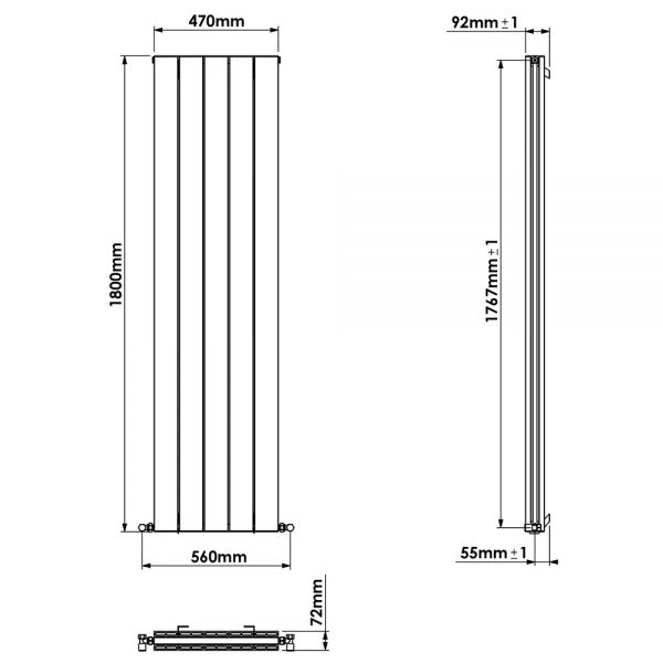 Carisa Nemo Double Anthracite Aluminium Radiator 1800 x 470mm #4