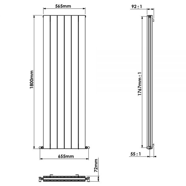 Carisa Nemo Double White Aluminium Radiator 1800 x 565mm #4