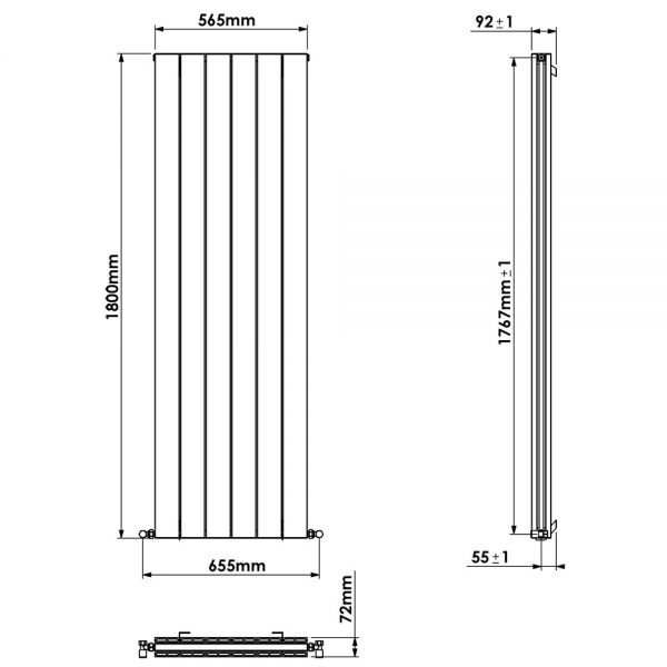 Carisa Nemo Double Anthracite Aluminium Radiator 1800 x 565mm #3