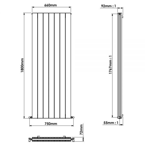 Carisa Nemo Double Anthracite Aluminium Radiator 1800 x 660mm #3