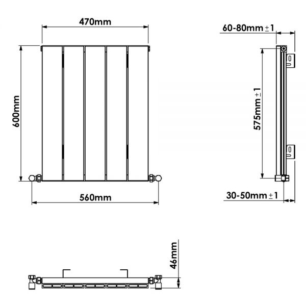 Carisa Nemo Single White Aluminium Radiator 600 x 470mm #4