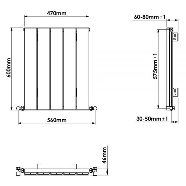 Carisa Nemo Single Anthracite Aluminium Radiator 600 x 470mm #4