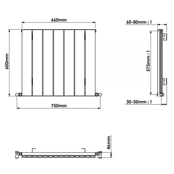 Carisa Nemo Single Black Aluminium Radiator 600 x 660mm #4