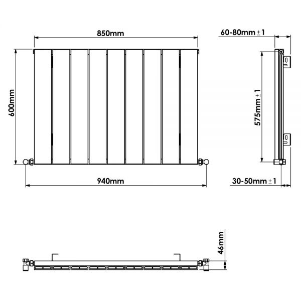 Carisa Nemo Single White Aluminium Radiator 600 x 850mm #4