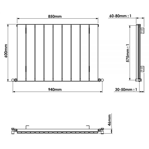Carisa Nemo Single Anthracite Aluminium Radiator 600 x 850mm #4