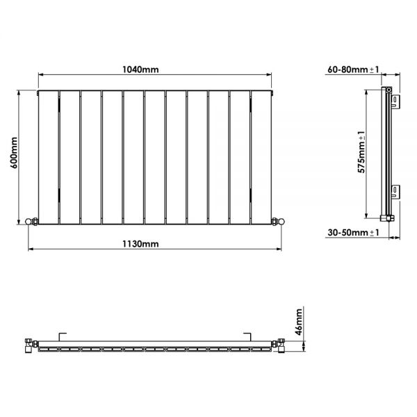 Carisa Nemo Single Black Aluminium Radiator 600 x 1040mm #4