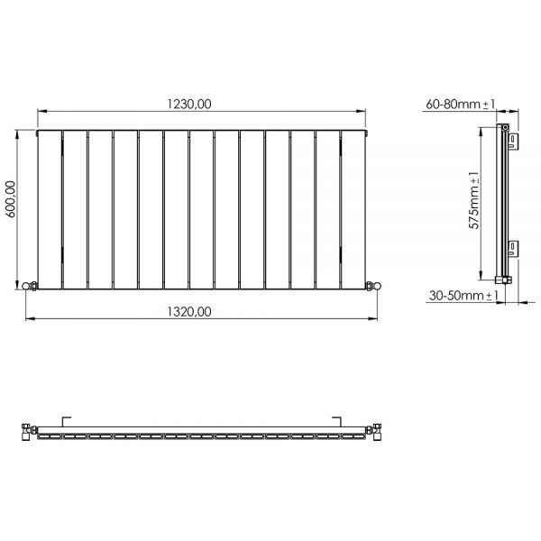 Carisa Nemo Single Black Aluminium Radiator 600 x 1230mm #4
