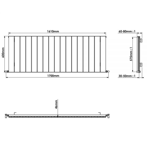 Carisa Nemo Single Anthracite Aluminium Radiator 600 x 1610mm #3