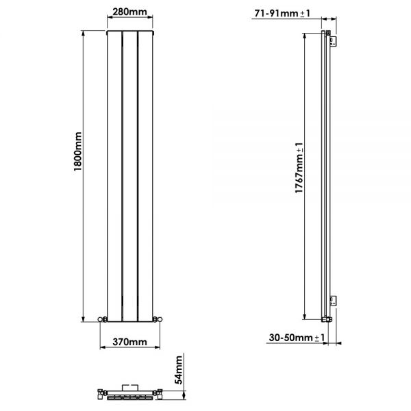 Carisa Nemo Single White Aluminium Radiator 1800 x 280mm #4