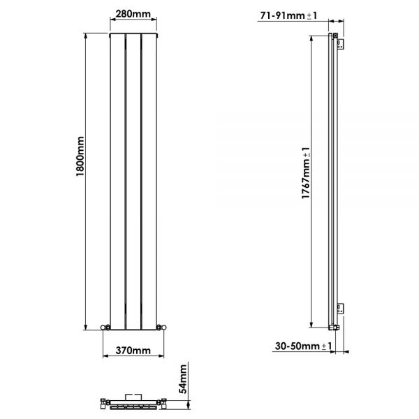 Carisa Nemo Single Black Aluminium Radiator 1800 x 280mm #4