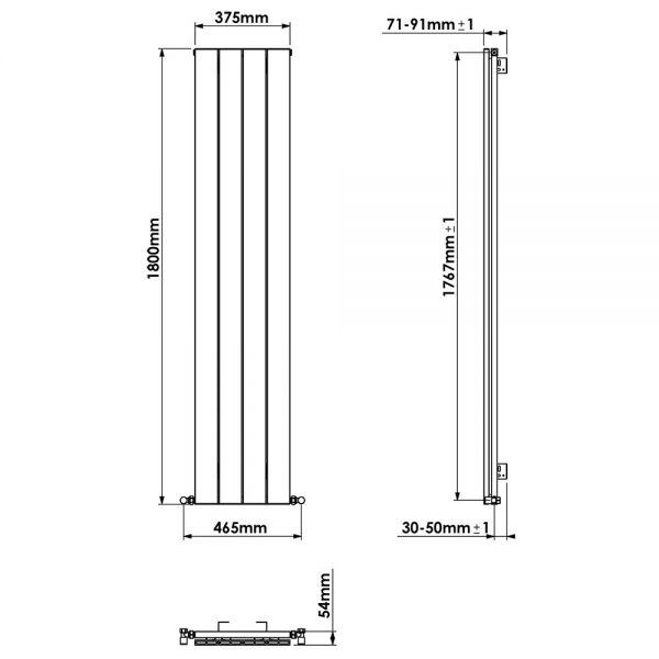 Carisa Nemo Single Black Aluminium Radiator 1800 x 375mm #4