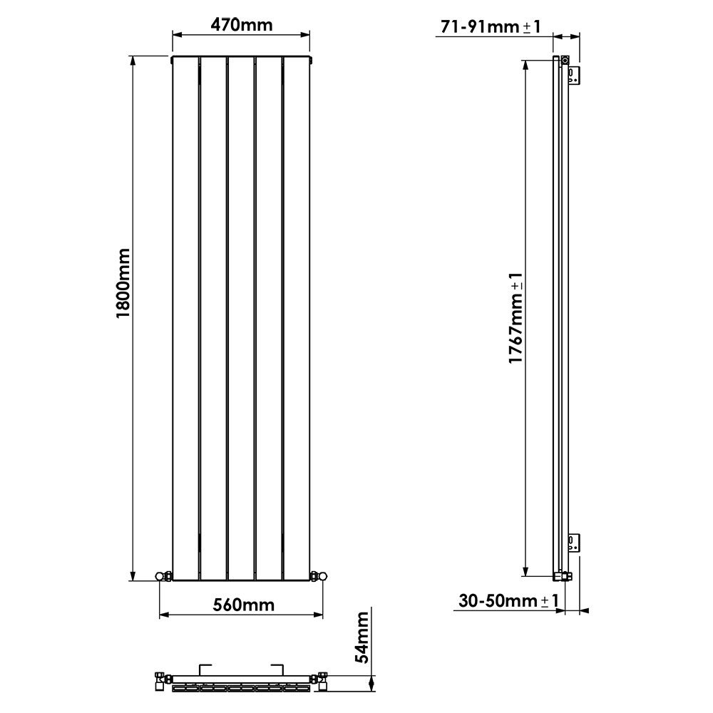 Carisa Nemo Single Anthracite Aluminium Radiator 1800 x 470mm ...