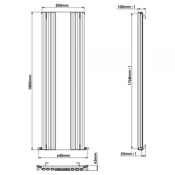 Carisa Tallis Mirror Anthracite Aluminium Radiator 1800 x 550mm #3