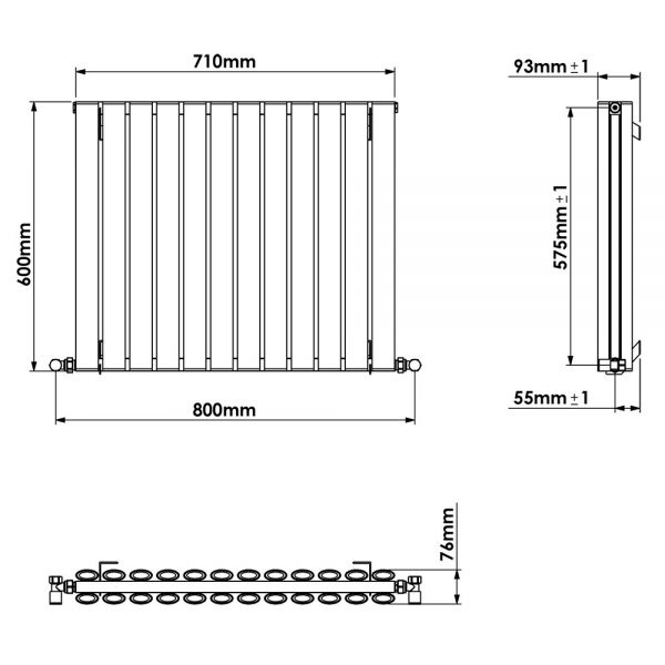 Carisa Tallis Double Anthracite Aluminium Radiator 600 x 710mm #4