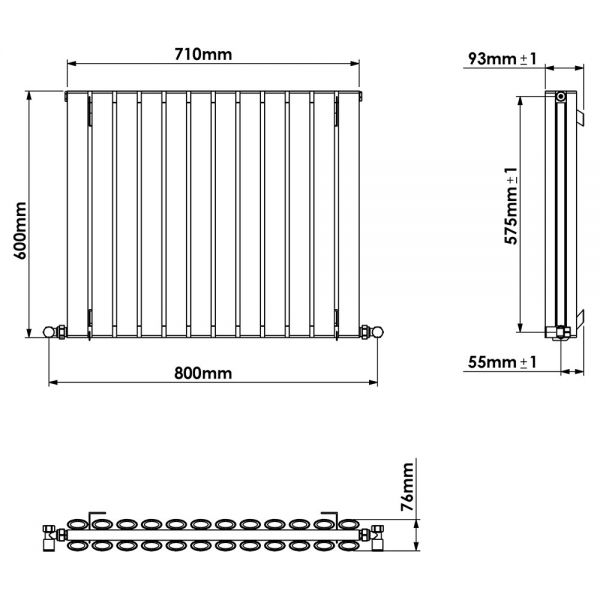 Carisa Tallis Double Navy Blue Aluminium Radiator 600 x 710mm #4