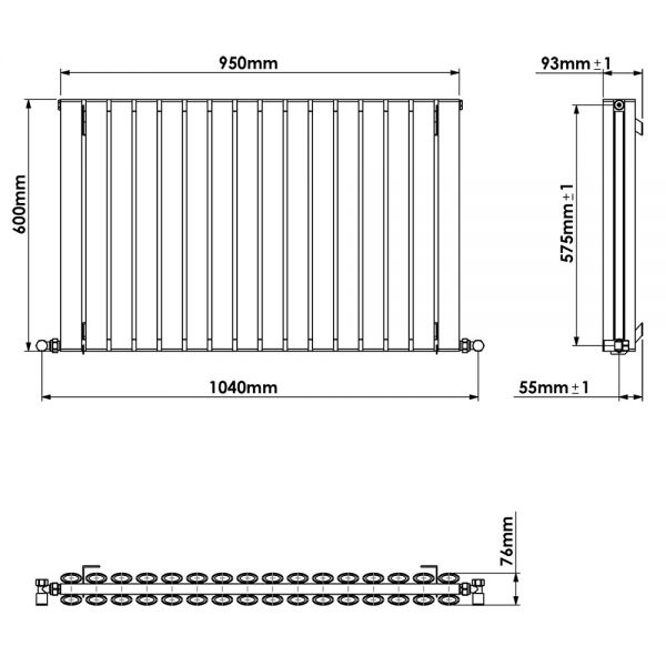 Carisa Tallis Double White Aluminium Radiator 600 x 950mm #4