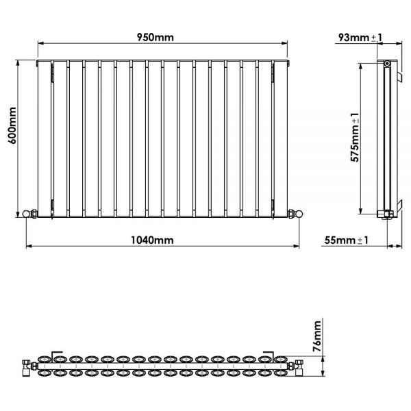 Carisa Tallis Double Navy Blue Aluminium Radiator 600 x 950mm #4