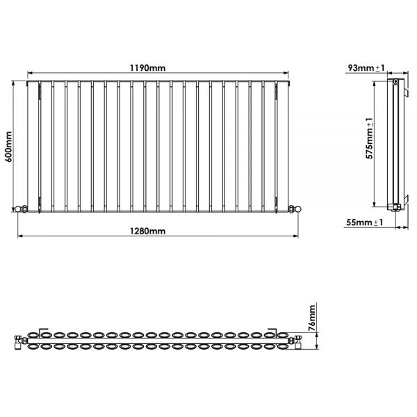 Carisa Tallis Double White Aluminium Radiator 600 x 1190mm #4