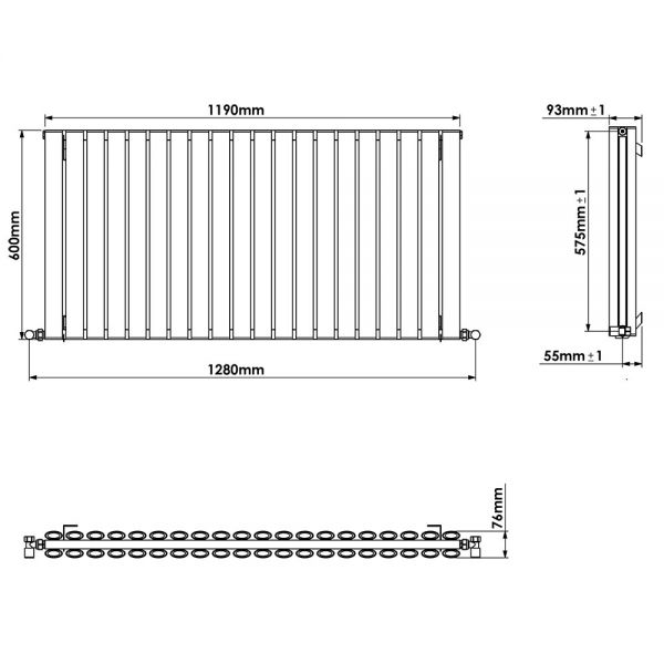 Carisa Tallis Double Navy Blue Aluminium Radiator 600 x 1190mm #4
