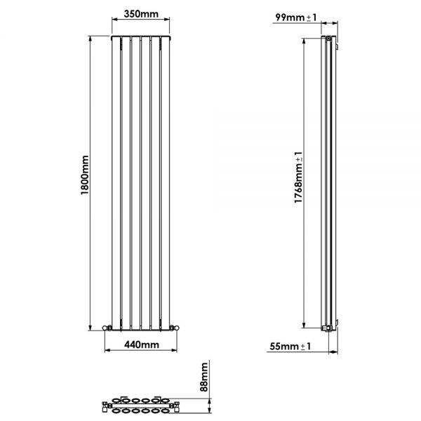 Carisa Tallis Double Navy Blue Aluminium Radiator 1800 x 350mm #4