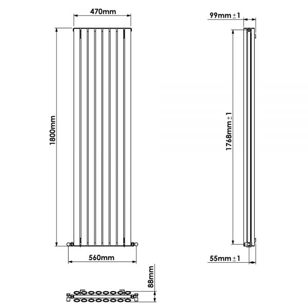 Carisa Tallis Double White Aluminium Radiator 1800 x 470mm #4