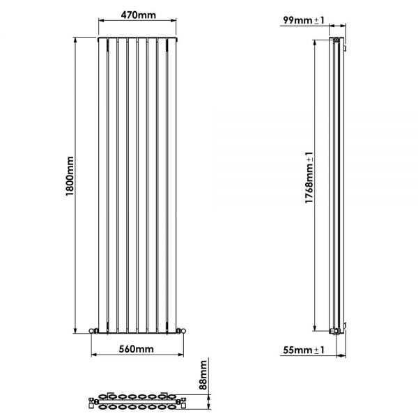 Carisa Tallis Double Anthracite Aluminium Radiator 1800 x 470mm #4