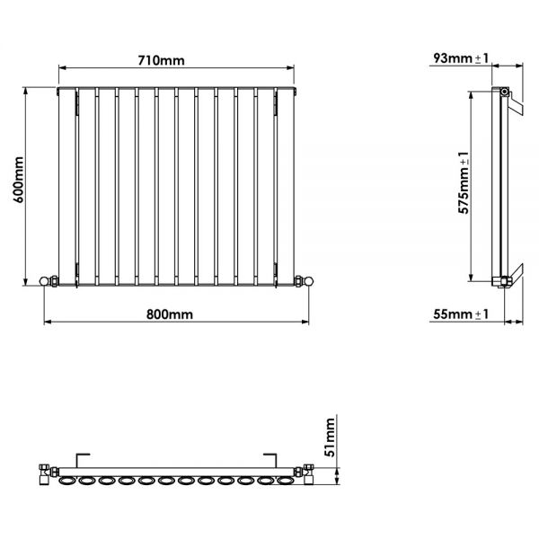 Carisa Tallis Single White Aluminium Radiator 600 x 710mm #4