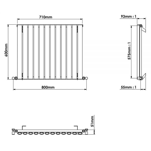 Carisa Tallis Single Navy Blue Aluminium Radiator 600 x 710mm #4